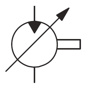 Unidirectional variable displacement hydraulic motor symbol